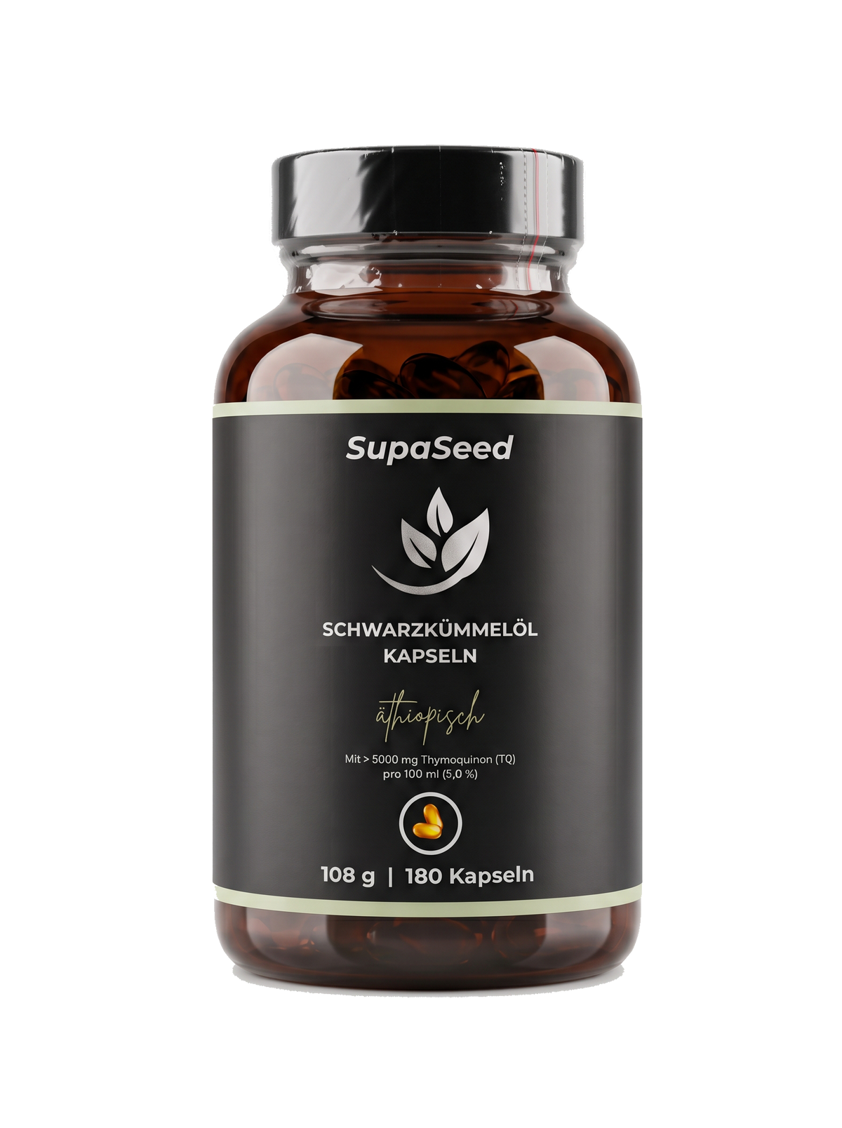 SupaSeed Schwarzkümmelöl-Kapseln äthiopisch, 180 Stück – Vorderseite